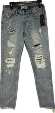 REVOLVE ONE X TEASPOON JEANS AWESOME BAGGIES DISTRESSED BLUE HART SIZE 26 NWT