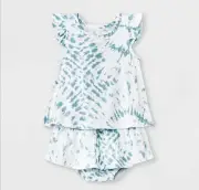 Grayson Mini Baby Girls Tie Dye Ruffle Top & Bottom Set - Blue 12M