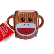 Galerie Brown Sock Monkey Mug & Cocoa Mix 4” Gift Set New Retro Holiday New
