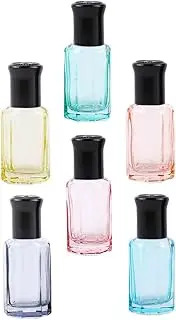 OHPHCALL 6ml Essential Oil Perfume Sample Vials Glass Roller Bottle for Travel Oil Fragrance Refillable Leakproof Portable Random Color