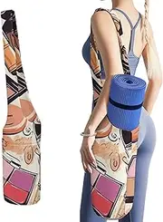 JKLQWH Makeup Theme Pattern Printed Yoga Mat Bag Long Tote with Pockets for Your Yoga Accessories Exercise Yoga Mat Carrier Holder Multi-Functional Storage Bag Holds Most Pilates Mats