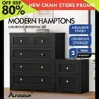 ALFORDSON 5 Chest of Drawers Bedside Table Hamptons Bedroom Storage Black