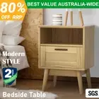 Artiss Bedside Table 1 Rattan Drawer w/ Shelf Wooden Nightstand Storage Cabinet