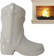 SHWING Boot Shaped Match Holder | Ceramic Fireplace Match Holder with Bottom Igniter