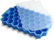 Ice Cube Trays for Freezer with Lid-37 Grid Silicone Ice Cube Tray with Lid f...