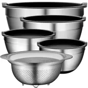 DUTZUN Mixing Bowls with Lids Set, Stainless Steel Mixing Bowls with Colander...