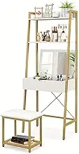 Ladder Vanity Table Stool Set Makeup Desk Dressers Open Shelf & Compartment Bedroom Living