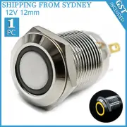 1X 12V 12mm Car Boat Push Button Metal Latching Switch LED Light Waterproof AUS