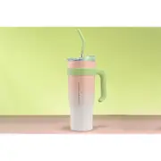 40oz Tumbler with Handle Straw and Lid Insulated Water Bottle Stainless Steel Reusable Travel Mug-Pink