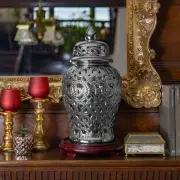 18" Spiral Lattice Temple Jar - Silver