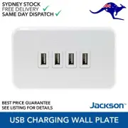 2 X Rapid Charge 4 Outlet USB Phone Charging Wall Plate Power Point 3.1A PT9804