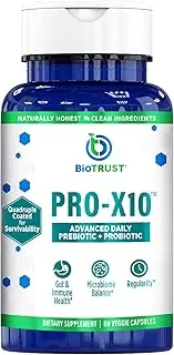 BioTrust Pro-X10 2.0 Probiotic Supplement for Immune System Support and GI Health Formula with Prebiotics, Gluten, Soy and Dairy Free, Non GMO Probiotic Digestion Support Supplement (60 Servings)