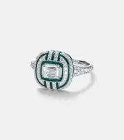 [Kamyen] Kamyen Art Deco 18kt white gold and enamel ring with diamonds N silver