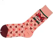[pants & sox] Cat Face 4 Pairs Crew Colorful Socks Pink