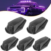 PSEQT 5Pcs Cab Roof Marker Lights Purple-Color T10 LED Top Clearance Marker Light Kits Compatible with F150 F250 F350 1980-1997 Super Duty Truck 12V Signal Running Lights w/Smoked Cover & T10 LED