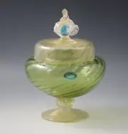 BAROVIER TOSO MURANO GLASS FOOTED APOTHECARY JAR DRESSER JAR LAMPWORK #2