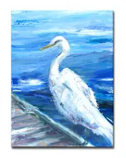 Ready2HangArt Heron on Deck Wrapped Canvas Wall Art by Leslie Owens