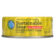 Sustainable Seas, Chunk Light Tuna In Water, No Salt Added, 5 oz (142 g)