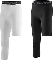 BaronHong Basketball Single Leg Tight Sports Pants 3/4 One Leg Compression Pants Athletic Base Layer Underwear