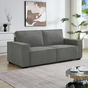 3 Seater Sofa Fabric Upholstery Wooden Structure Knock Down Feature in Dark Grey Colour