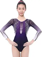 [Zagitova] Rhythmic Gymnastic Leotards for Women Girls Long Sleeve Gradient Sports Bodysuit Competition Unitards