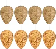 DECYOOL 8 Pack Wasp Nest Decoy Hanging Wasp Deterrent for Wasps Hornets Yellow Jackets(Dark Brown, Orange)