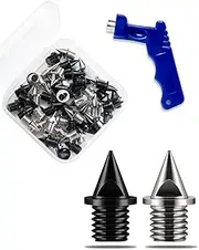 [ParaDance] Track Spikes for Track Shoes (1/4 Inch), 50 Pcs Steel Replacement Track Spikes for Track and Field/Sprint/Running/Cross Country, with Storage Box and Wrench (Silver & Black)