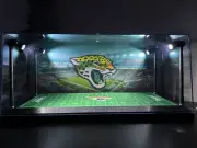 Jacksonville Jaguars Custom 2 Mini Helmet display case with LED lights
