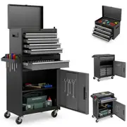 Costway 5-Drawer Tool Chest High Capacity Tool Cabinet w/Lockable Wheels Removable Tool Box Black