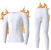 [American Trends] Thermal Underwear for Men Heavy Weight Long Johns Base Layer Set with Fleece Lined