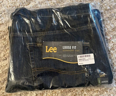 Mens Lee Vandal Loose Fit Straight Leg Blue Denim Jeans size 42x29 NWT! Stretch