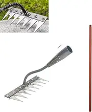 Iron Rake 2.0, Iron Rake for Gardening and Weeding, IronWeeding Rake2.0 with Handle, Heavy-Duty IronRakes for Dethatching,Gardening, Multifunctional Lawn Tool (8 Teeth)
