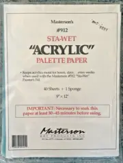 Masterson Sta-Wet 9x12 inch Acrylic Palette Paper Refill 40 Sheets + 1 Sponge