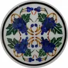 18" white marble table top coffee center inlay lapis antique home decor c112