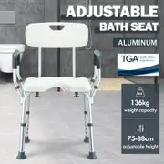 Medical Shower Chair Bathtub Bath Seat Stool Bathroom Bedside Mobility Raised Seating Furniture with Back and Armrests
