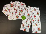 Dr Seuss The Grinch Merry Grinchmas Button Coat 2 pc Pajama Set Boys NWT 4