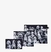Red Poppy Bee Dogs Recycled Zip Pockets, jet black, Cosmetic case