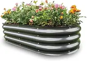 Gardmax 4x2x1FT Galvanized Raised Garden Bed for Vegetables, Herbs and Flowers,Durable Planter Box with Open Bottom Design,Easy Assembly for Home Gardeners or Urban Balconies