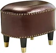 Foot Stool Ottoman Foot Rest Small American Style Oval Foot Stool, Living Room Comfortable Cowhide Sofa Stool, Low Stool/Rest Stool, No Installation Required(Coffee)