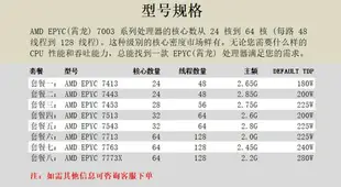 AMD EPYC 7773X 7763 7713 7543 7513 7453 7443 7413服務器CPU