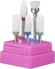 Nail Drill Bits Set Acrylic Nail Tools 7 Pcs Tungsten Carbide Acrylic Nail File Drill Bit Manicure Pedicure 3/32" with Nail Drill Bit Holder 7pcs