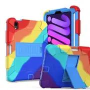 iPad Mini 6 Case Full-Body Shockproof Silicone Case With Pencil Holder-Rainbow Blue