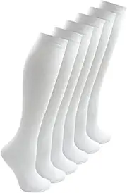 [Bonjour] 6 Pairs Girls Kids Knee High School Socks Cotton Socks, Back to School Plain Socks Uniform Party Wear, Long Socks Girls Kids Knee High Socks for School