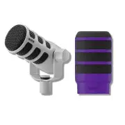 Rode PodMic (White) Cardioid Dynamic Broadcast Mic with WS14 Purple Pop Filter