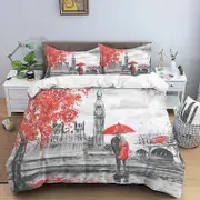 v729 Bed Sheets Vintage English Tower HD Print Bedding Setboygirl's Bed Double Bed Duvet Covers Pillowcase Bedding SetKing Size Bedding Set 3-Piece Be
