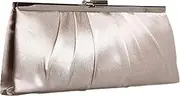 [Jessica McClintock] Blaire Women's Satin Frame Evening Clutch Bag Purse with Shoulder Chain Included