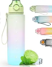 Peacafulife 1Litre Water Bottle Sport Drinks Bottle 1l Water Bottle with Lock Cover & Leak Proof,for Gym, School,Cycling,Outdoor,Sports,Fitness& Office (Green)