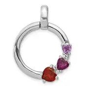 Sterling Silver Garnet/Rhodolite Garnet/Amethyst Circle Pendant