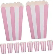 ARTSEWPLY Empty Popcorn Tins Striped Paper Popcorn Buckets with Chic Wavy Edge Design Night
