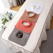 Coral Velvet Massage Table Headrest Pads Beauty SPA Towel with Holes 35*35CM